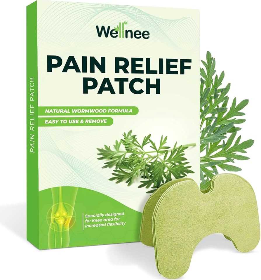 Wellnee Pain Relief Patch pack with a single knee-shaped patch